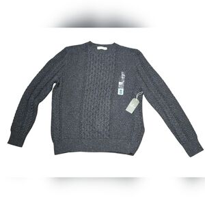 Mens Mutual Weave Cable Knit Sweater Charcoal Size Large
